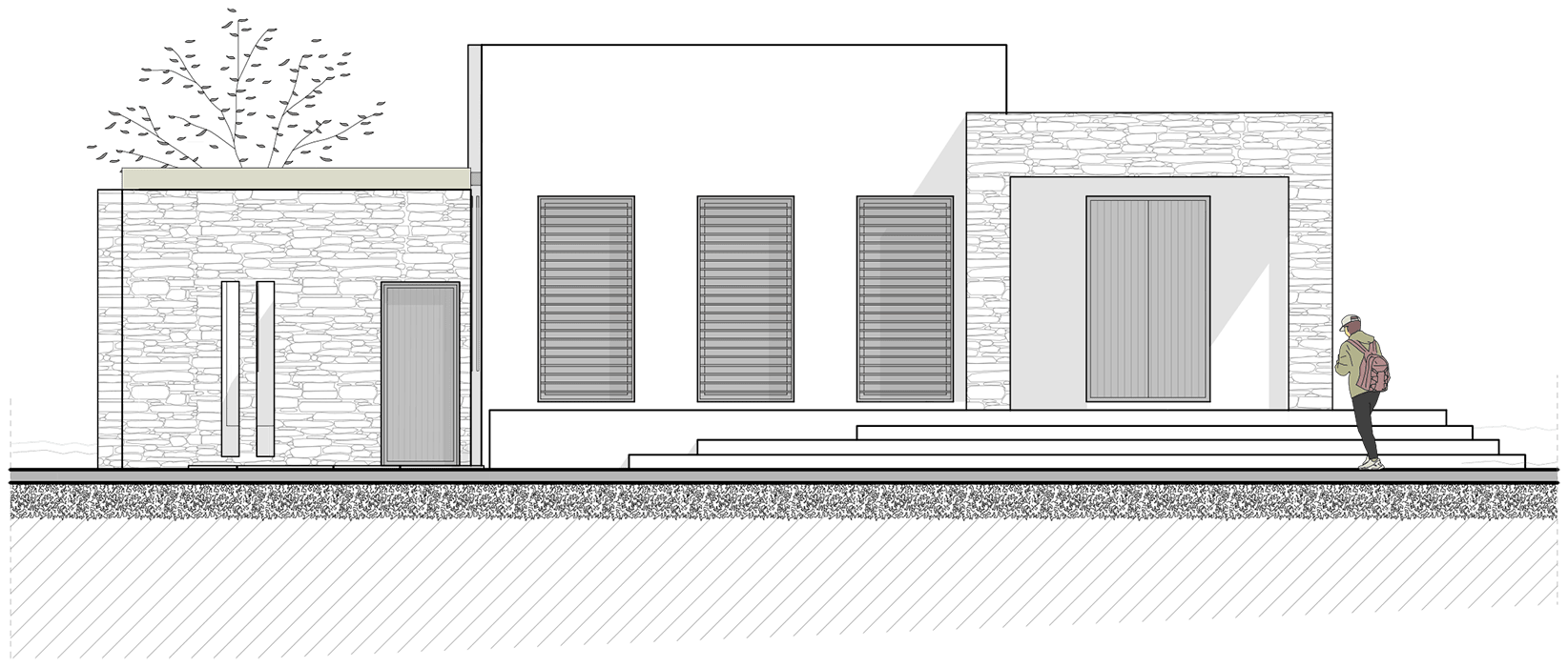Evripiotis Architects-museum-antiparos-evripiotis-architects-elevation-A-Archaeological Museum, Antiparos Island