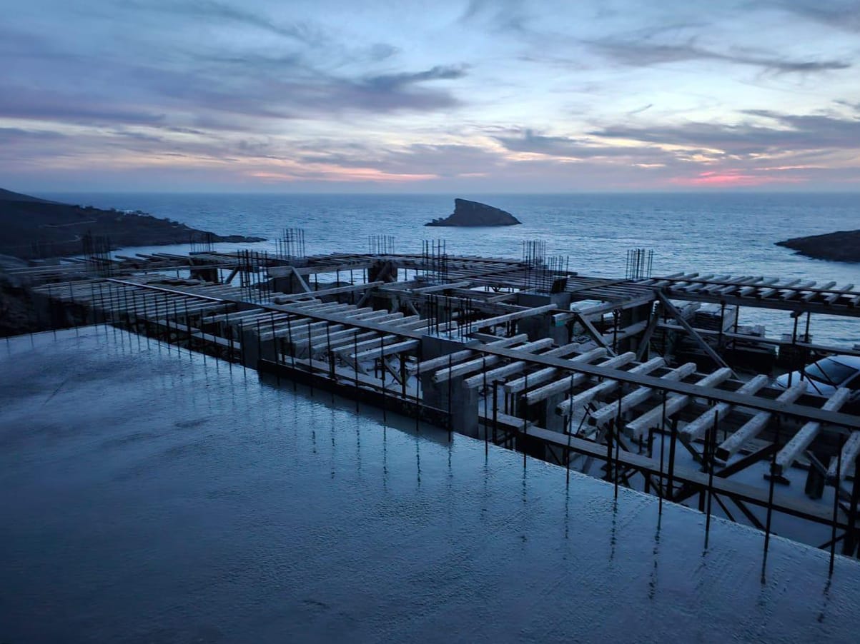 Evripiotis Architects-Sunset View House construction on Syros Island is progressing